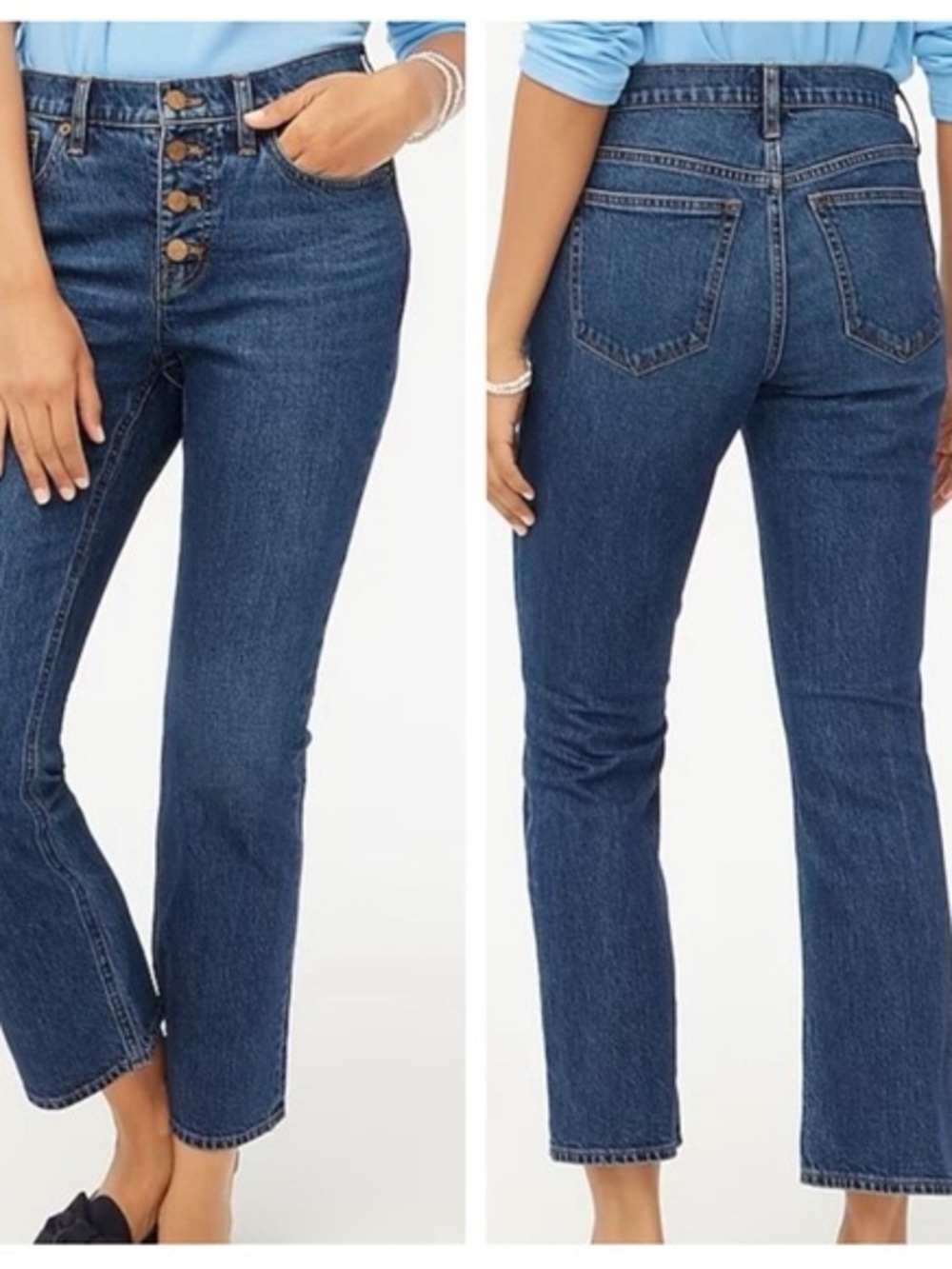 J.Crew Mid Rise Button Fly Crop Flare Jeans